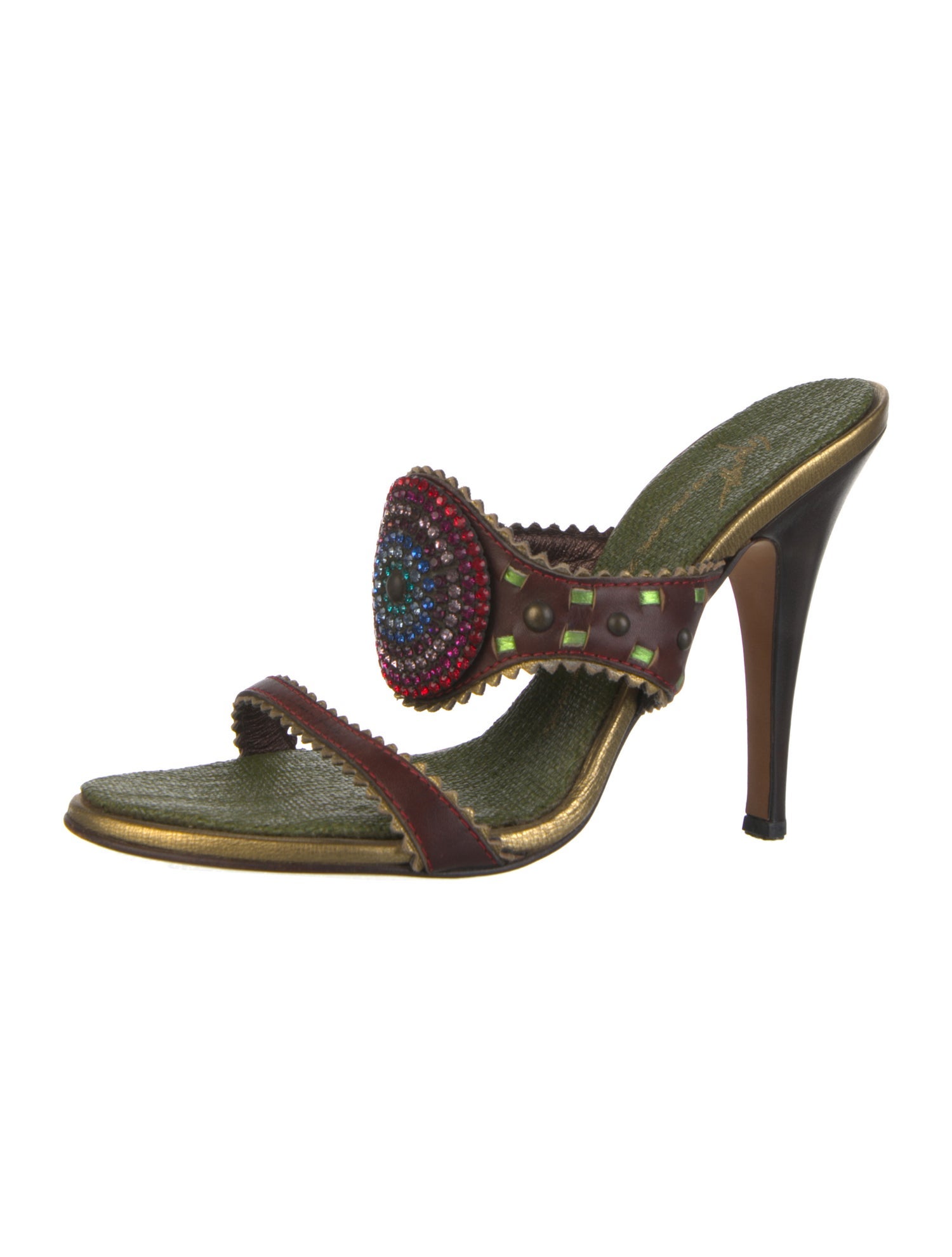 Giuseppe Zanotti Leather Crystal Embellishments Sandals