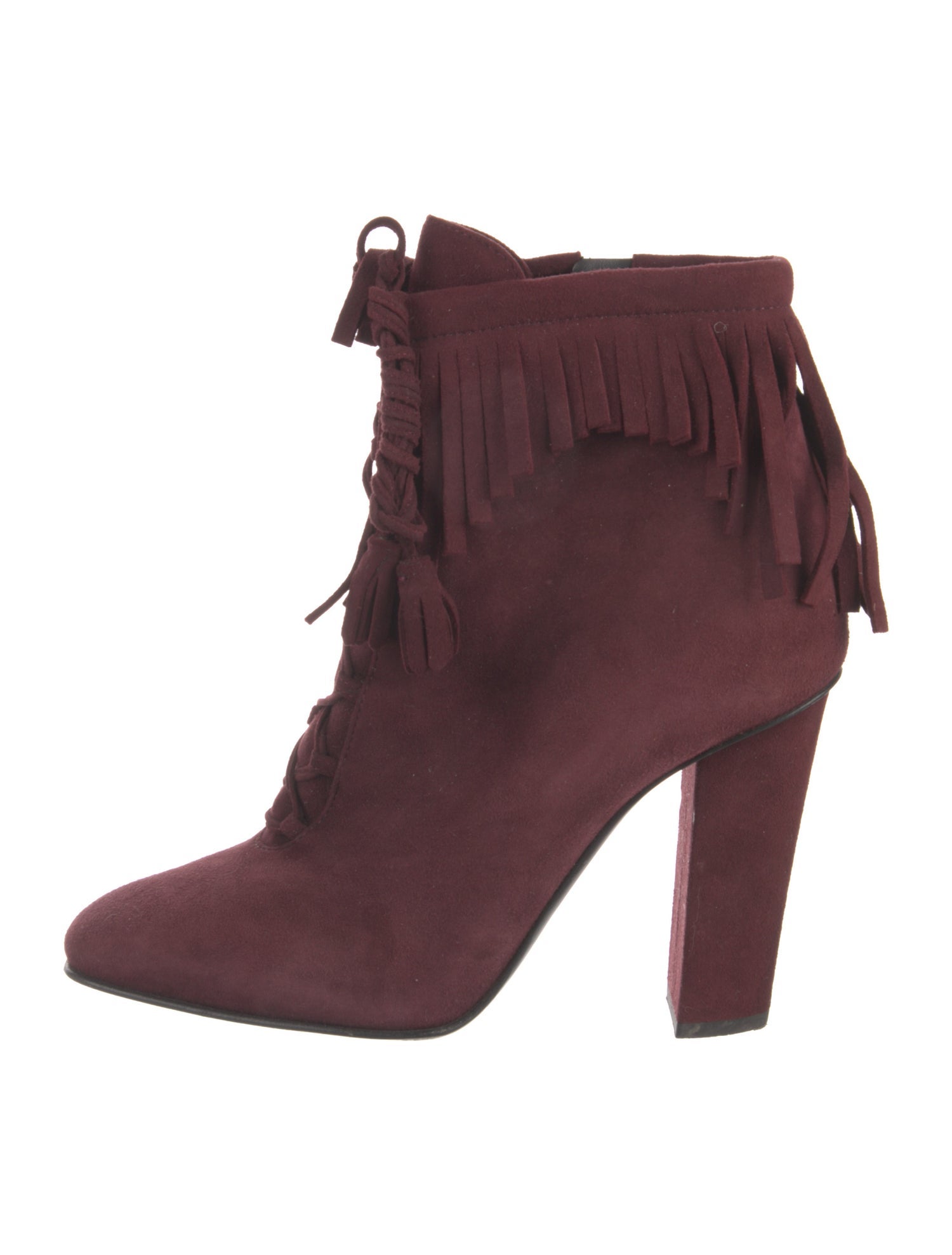 Giuseppe Zanotti Suede Fringe Trim Accent Lace-Up Boots