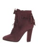 Giuseppe Zanotti Suede Fringe Trim Accent Lace-Up Boots