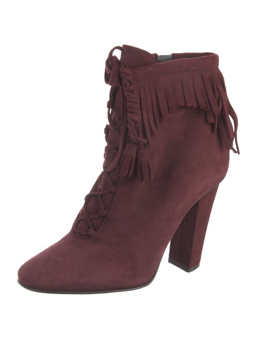 Giuseppe Zanotti Suede Fringe Trim Accent Lace-Up Boots