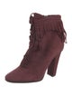 Giuseppe Zanotti Suede Fringe Trim Accent Lace-Up Boots
