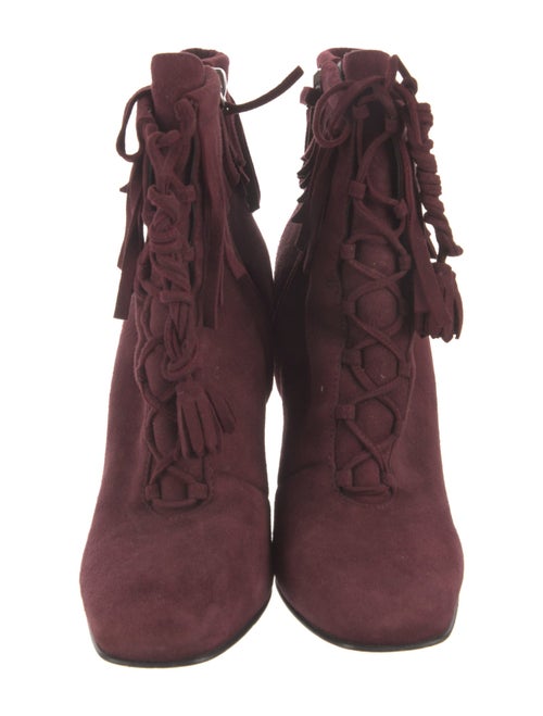 Giuseppe Zanotti Suede Fringe Trim Accent Lace-Up Boots