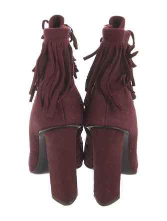 Giuseppe Zanotti Suede Fringe Trim Accent Lace-Up Boots