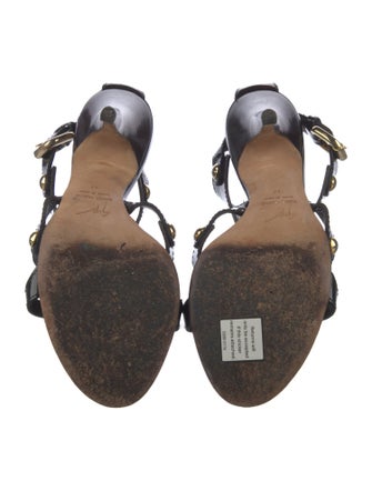 Giuseppe Zanotti Patent Leather Studded Accents T-Strap Sandals