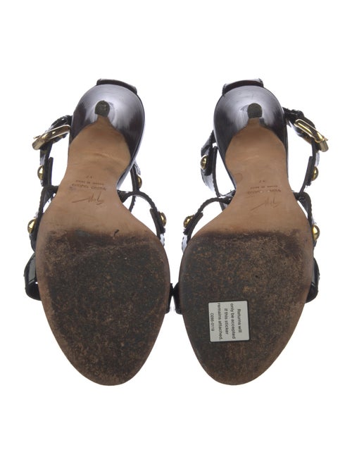 Giuseppe Zanotti Patent Leather Studded Accents T-Strap Sandals