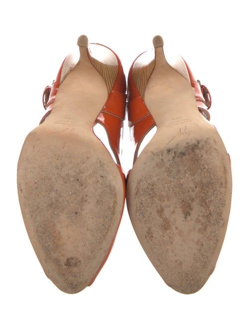 Giuseppe Zanotti Patent Leather Colorblock Pattern Slingback Pumps