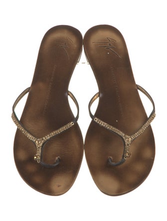 Giuseppe Zanotti Leather Crystal Embellishments Slides