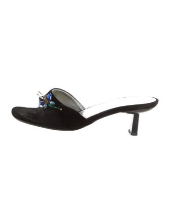 Giuseppe Zanotti Velvet Crystal Embellishments Slides