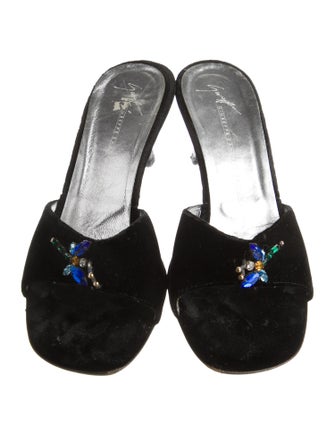 Giuseppe Zanotti Velvet Crystal Embellishments Slides