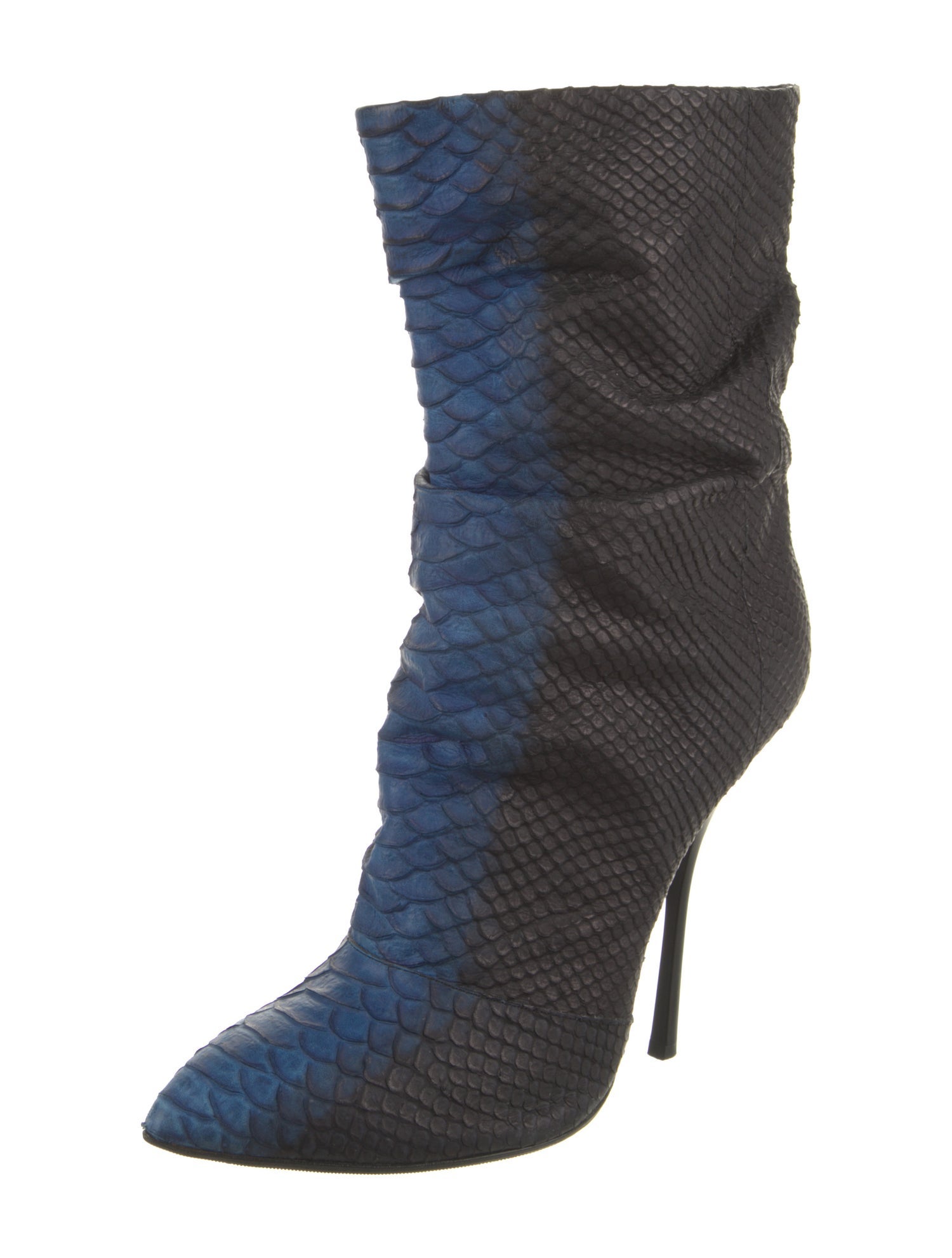 Giuseppe Zanotti Snakeskin Pleated Accents Slouch Boots