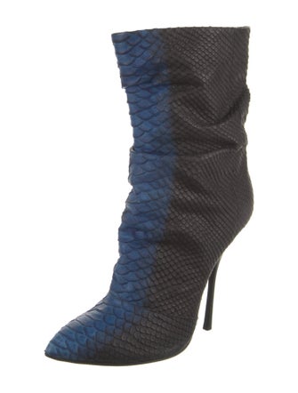 Giuseppe Zanotti Snakeskin Pleated Accents Slouch Boots