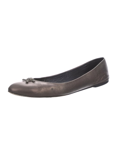Giuseppe Zanotti Leather Bow Accents Ballet Flats