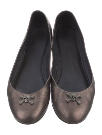 Giuseppe Zanotti Leather Bow Accents Ballet Flats