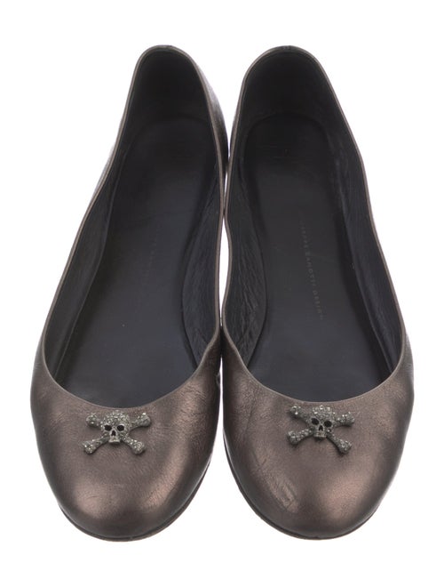 Giuseppe Zanotti Leather Bow Accents Ballet Flats