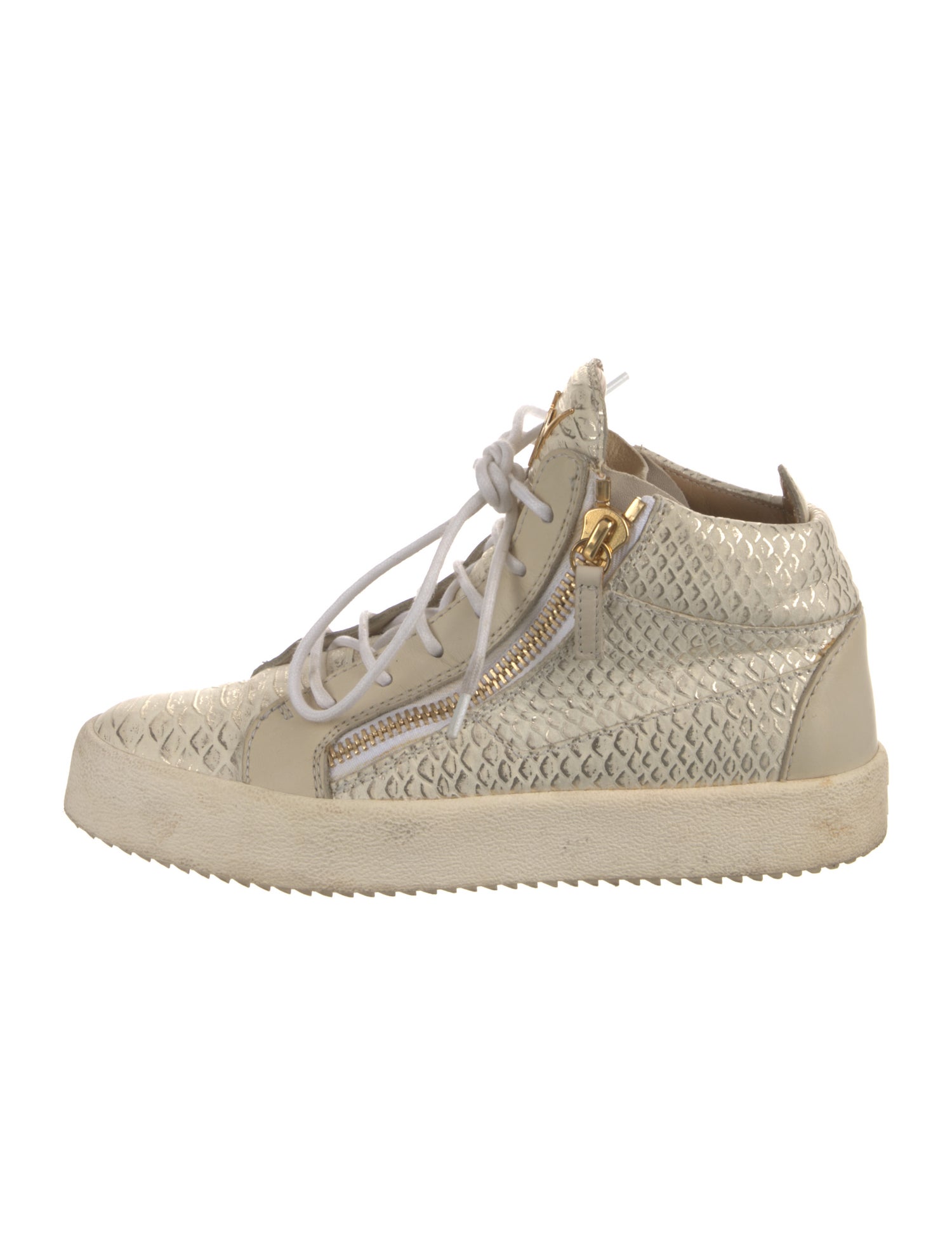 Giuseppe Zanotti Leather Animal Print Wedge Sneakers