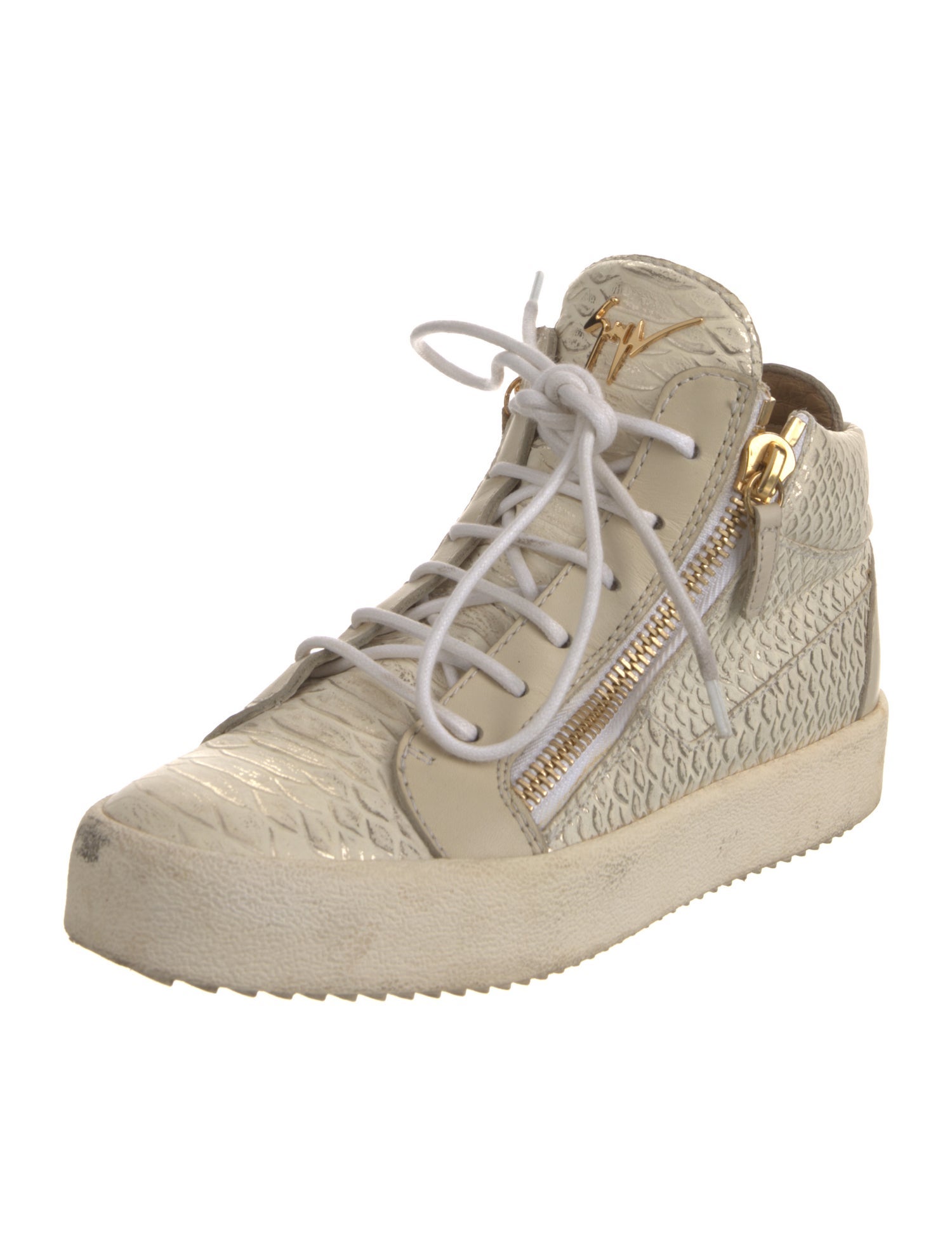 Giuseppe Zanotti Leather Animal Print Wedge Sneakers