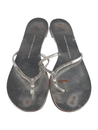 Giuseppe Zanotti Leather Crystal Embellishments Slides