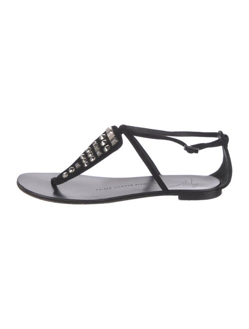 Giuseppe Zanotti Leather Crystal Embellishments T-Strap Sandals