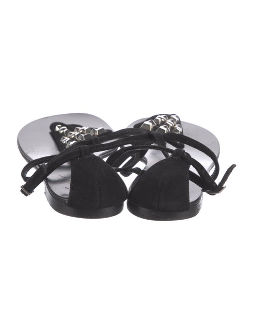 Giuseppe Zanotti Leather Crystal Embellishments T-Strap Sandals