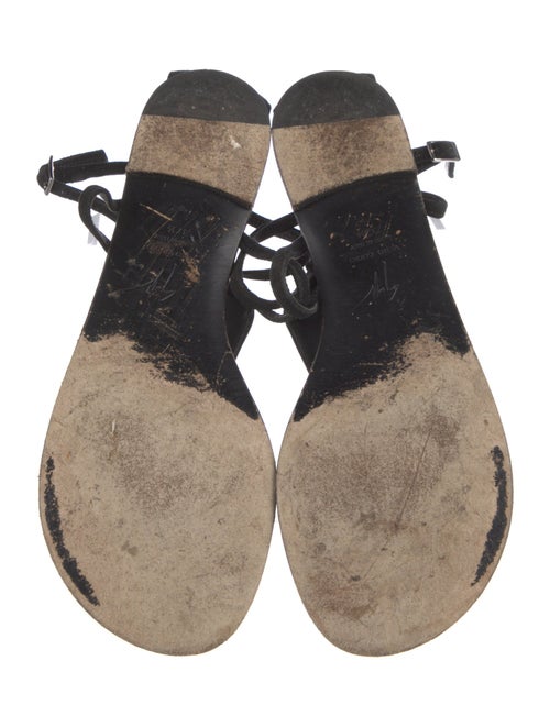 Giuseppe Zanotti Leather Crystal Embellishments T-Strap Sandals