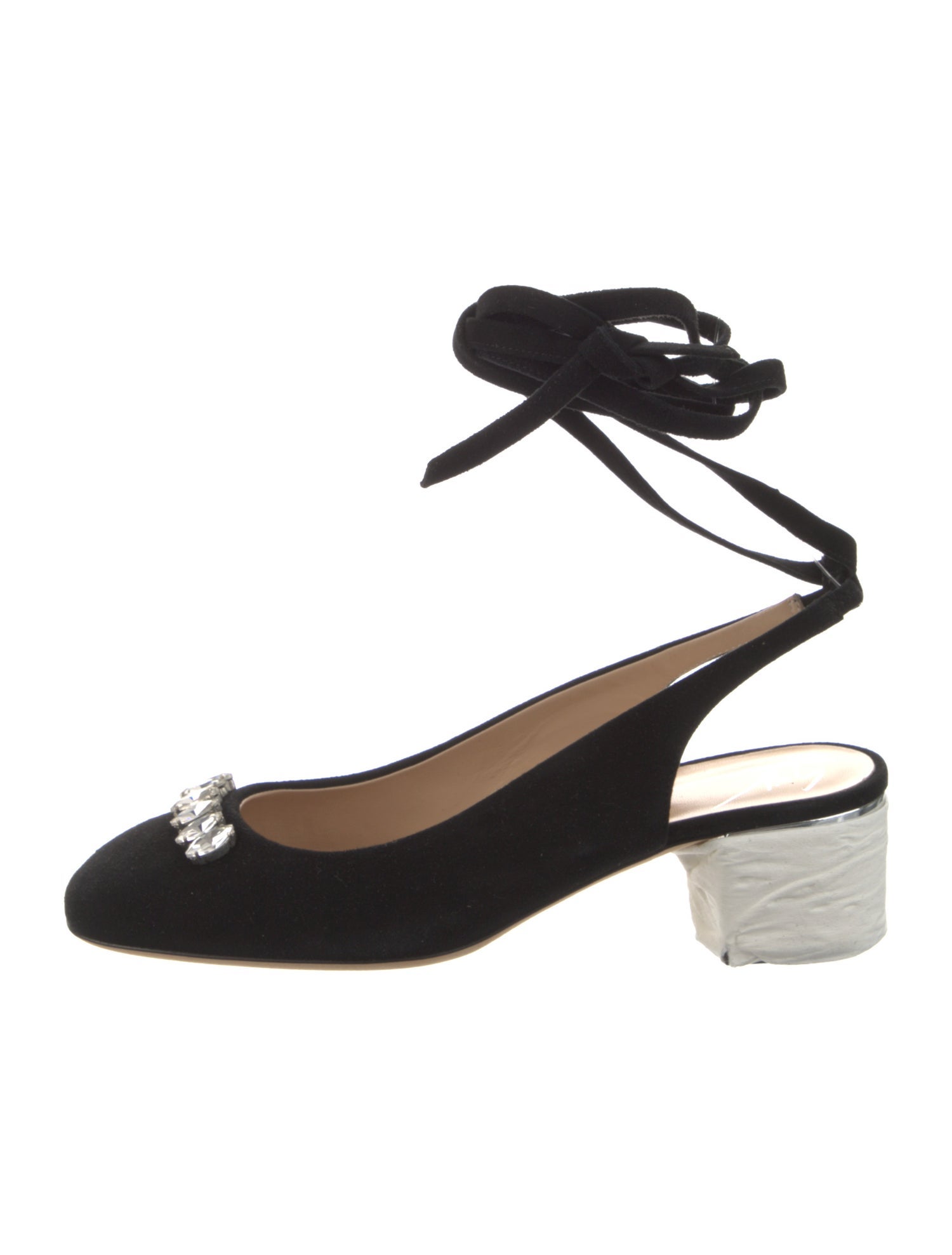 Giuseppe Zanotti Suede Crystal Embellishments Slingback Pumps