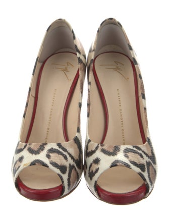 Giuseppe Zanotti Leather Animal Print Slingback Sandals
