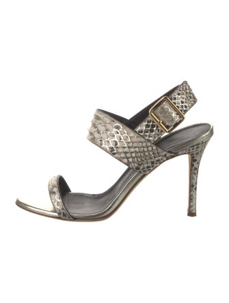 Giuseppe Zanotti Python Animal Print Slingback Sandals