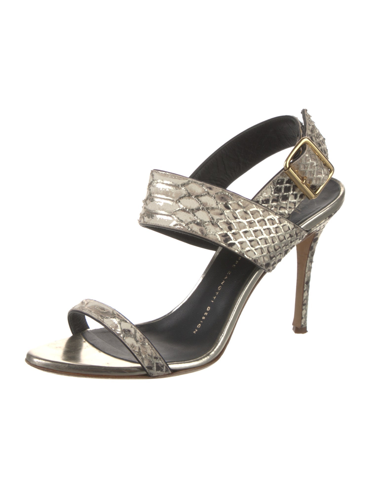 Giuseppe Zanotti Python Animal Print Slingback Sandals