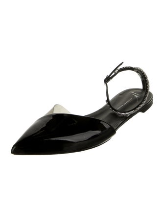 Giuseppe Zanotti Patent Leather Crystal Embellishments Slingback Flats