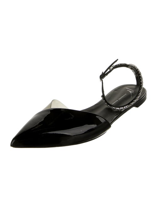 Giuseppe Zanotti Patent Leather Crystal Embellishments Slingback Flats