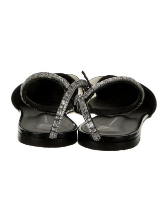 Giuseppe Zanotti Patent Leather Crystal Embellishments Slingback Flats