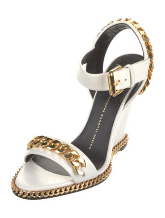 Giuseppe Zanotti Leather Chain-Link Accents Slingback Sandals