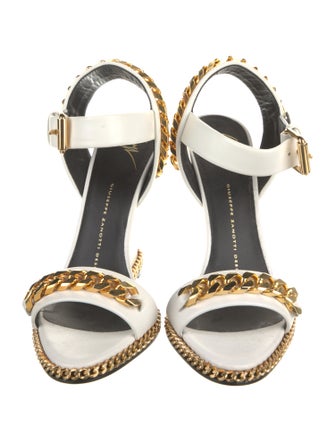 Giuseppe Zanotti Leather Chain-Link Accents Slingback Sandals