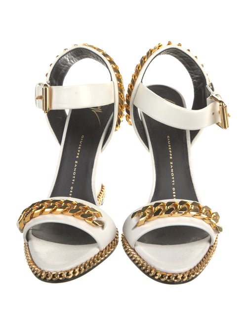Giuseppe Zanotti Leather Chain-Link Accents Slingback Sandals