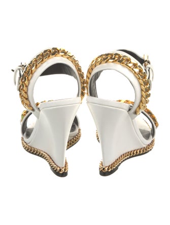 Giuseppe Zanotti Leather Chain-Link Accents Slingback Sandals