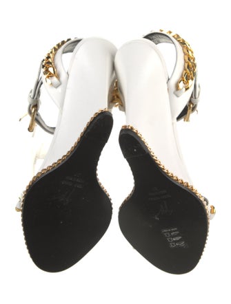Giuseppe Zanotti Leather Chain-Link Accents Slingback Sandals
