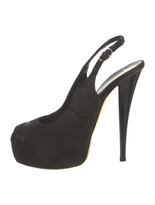 Giuseppe Zanotti Suede Lace Trim Embellishment Slingback Pumps