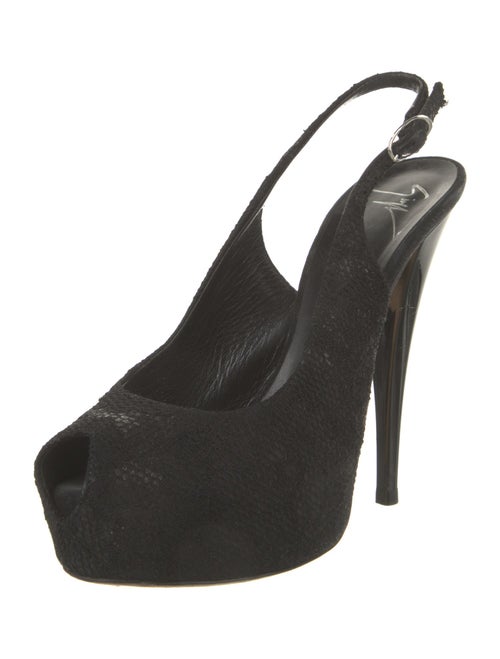 Giuseppe Zanotti Suede Lace Trim Embellishment Slingback Pumps