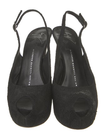 Giuseppe Zanotti Suede Lace Trim Embellishment Slingback Pumps