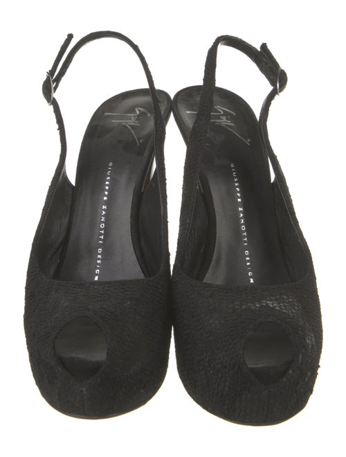 Giuseppe Zanotti Suede Lace Trim Embellishment Slingback Pumps