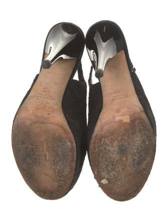 Giuseppe Zanotti Suede Lace Trim Embellishment Slingback Pumps