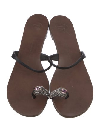 Giuseppe Zanotti Leather Crystal Embellishments Slides