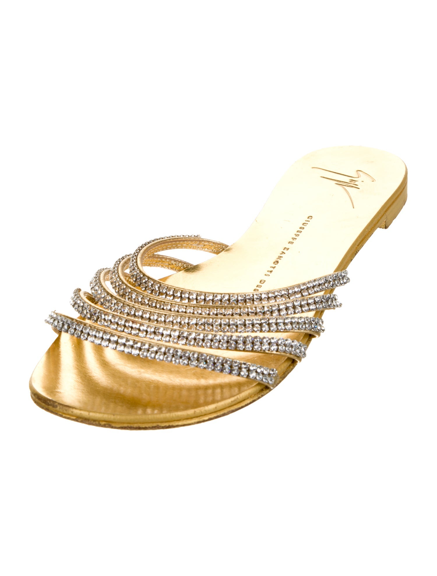 Giuseppe Zanotti Leather Crystal Embellishments Slides