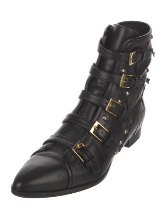 Giuseppe Zanotti Leather Studded Accents Combat Boots