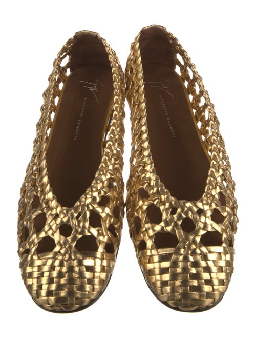 Giuseppe Zanotti Leather Cutout Accent Ballet Flats