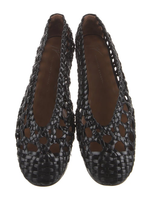 Giuseppe Zanotti Leather Cutout Accent Ballet Flats