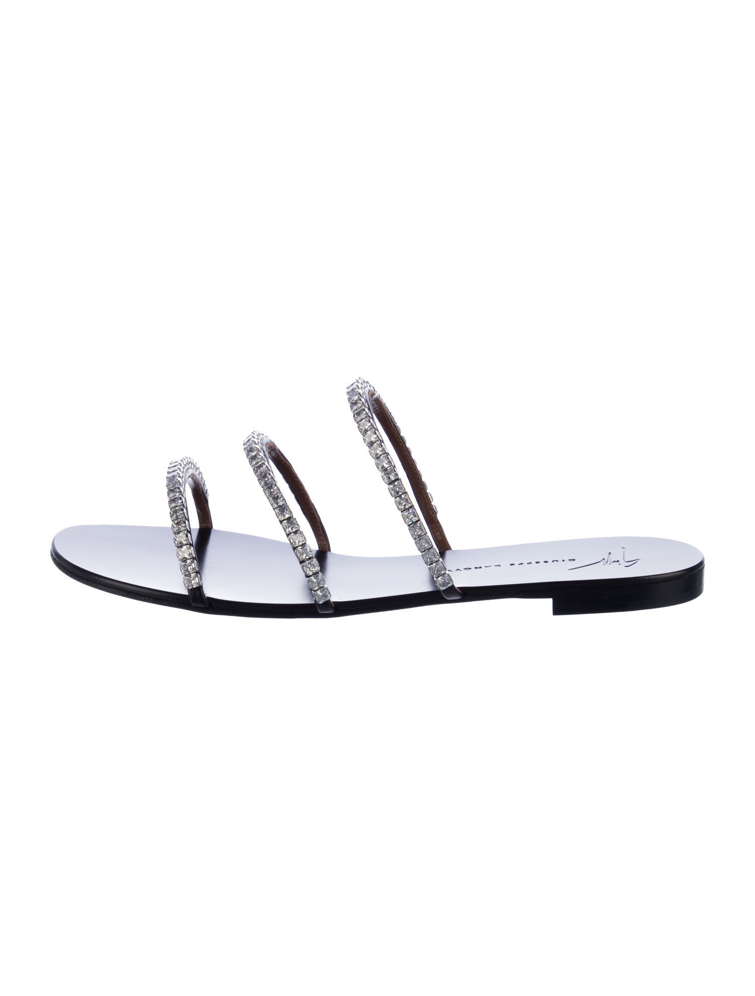 Giuseppe Zanotti Leather Crystal Embellishments Slides w/ Tags