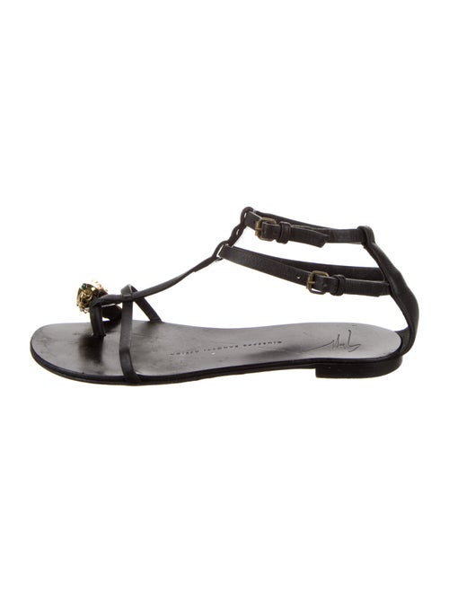 Giuseppe Zanotti Leather Cutout Accent T-Strap Sandals