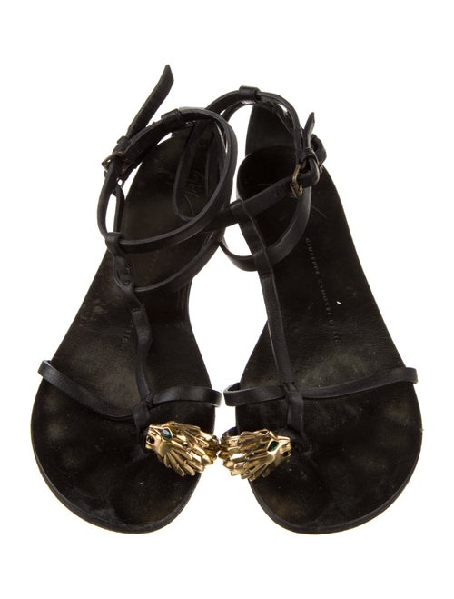 Giuseppe Zanotti Leather Cutout Accent T-Strap Sandals