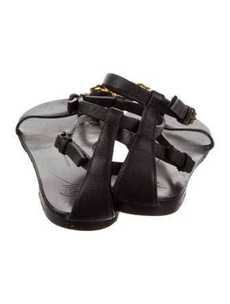 Giuseppe Zanotti Leather Cutout Accent T-Strap Sandals